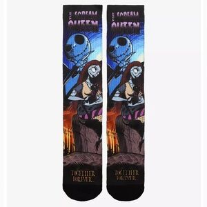 MEN’S THE NIGHTMARE BEFORE CHRISTMAS Scream Queen CREW SOCKS! Jack & Sally NWT